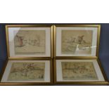 A group of four 19th century comical hunting prints by H Alken, 21 by 27cm.