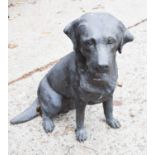 A garden metalware sculpture of a labrador, 72cm high.