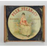 A vintage Peek, Frean and Co biscuits metal advertising sign35cm diameter