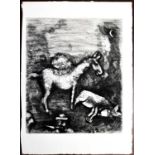 Marc Chagall (1887-1985): Donkeys, engraving, unsigned, 39 by 29cm.