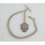 A silver Albert chain with T- bar and fob. 1.69toz