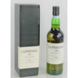A bottle of Laphroaig 15 year old single malt Scotch whisky