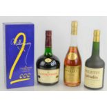 Four bottles of brandy to include Roullet, Obertin Calvados, Courvoisier VS and Courvoisier