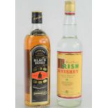 Bushmills Black Bush special old Irish whisky and a bottle of Special Reserve Irish whisky