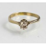 A 18ct white gold and diamond solitaire ring, approximately 0.35cts, size P, 2.8g.