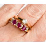 A 9ct gold, pink sapphire and diamond ring size P/Q, together with a 9ct gold and diamond