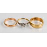 An 18ct gold, platinum and diamond solitaire ring, illusion set, size M, 1.77g, a 14ct gold