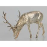 A finely modelled silver figure of a standing Royal stag, with head down, maker JDJ, possibly for