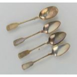 Three Irish silver teaspoons, hallmarked Richard Garde, Dublin 1829 together with another silver