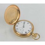 A gold plated full hunter pocket watch in Empress A.W.C. Co case