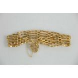 A 9ct gold gate form bracelet and heart clasp, 20.1g