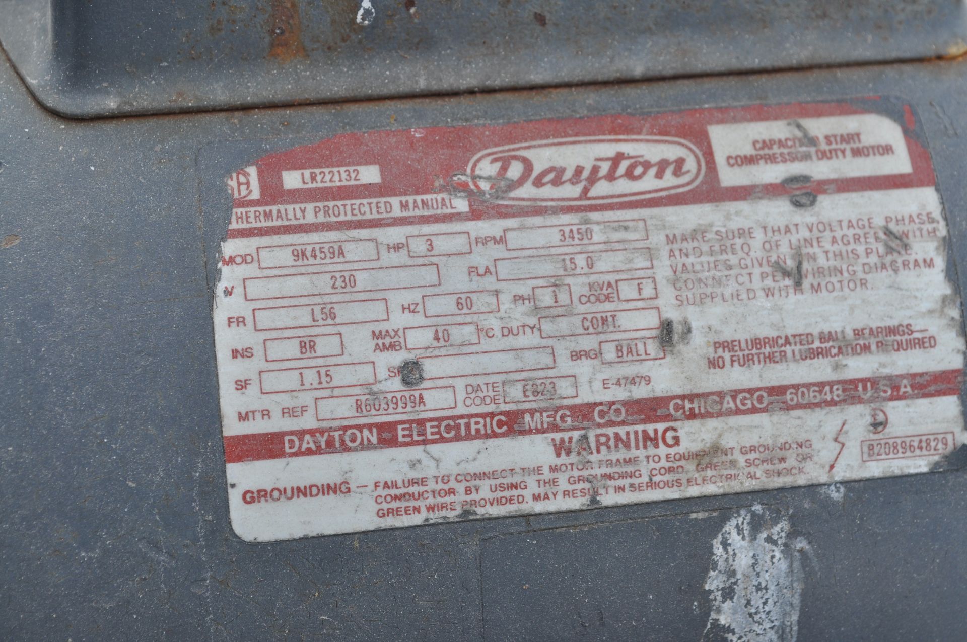 Dayton 220 volt air compressor - Image 3 of 6