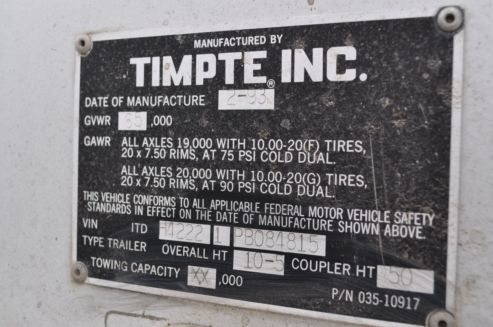 1993 42’ Timpte hopper bottom trailer, spring ride, 11R24.5 tires, roll tarp, VIN H42221PB084815 - Image 5 of 19