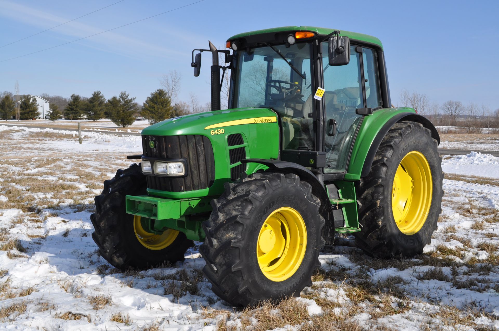 John Deere 6430 tractor, MFWD, C/H/A, 6x4 trans, 460/85R38 rear, 420/85R24 front, front fenders,