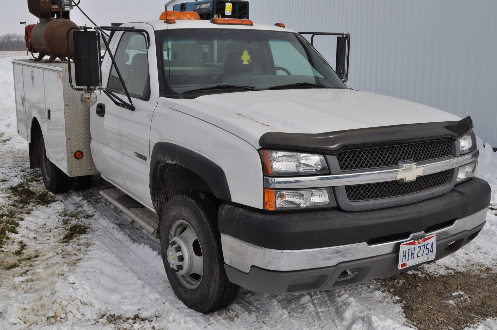 2003 Chevy 3500 service truck, standard cab, V-8 gas, automatic, 4x4, DRW, 42,206 miles, 9’ Stahl - Image 12 of 48