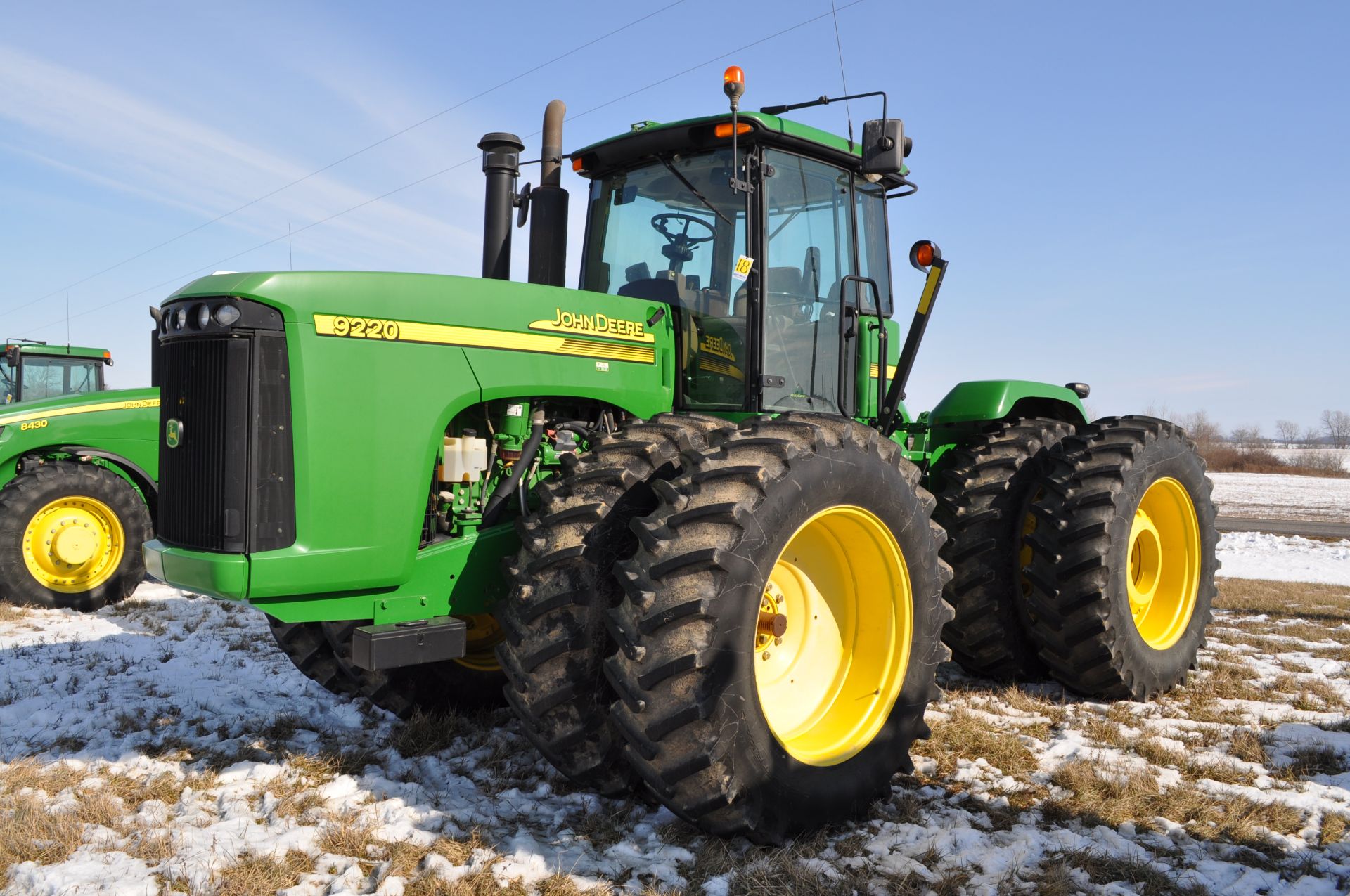 John Deere 9220 tractor, 4WD, 520/85R42 duals, power shift, rear wheel wts, 4 hyd remotes, 3pt,