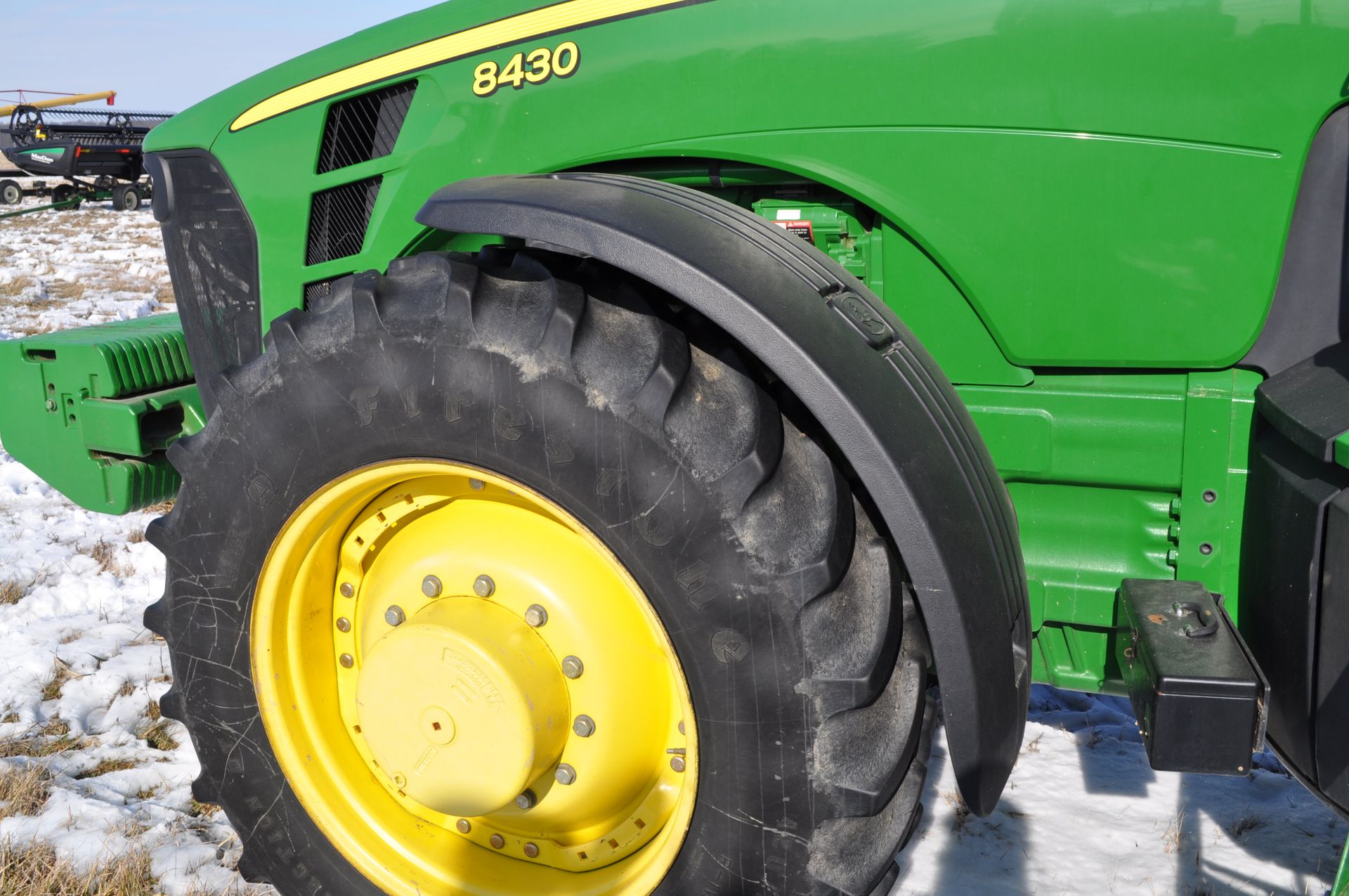 John Deere 8430 tractor, MFWD, 480/80R50 duals, 420/85R34 front, power shift, front fenders, front - Image 12 of 37