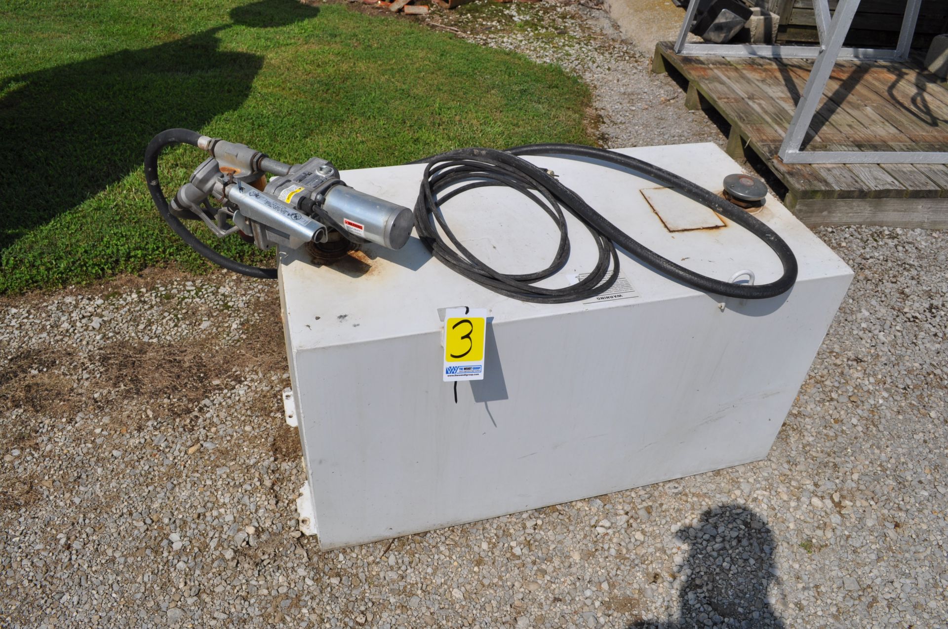 100 gal steel fuel transfer tank with GPI 12 volt pump