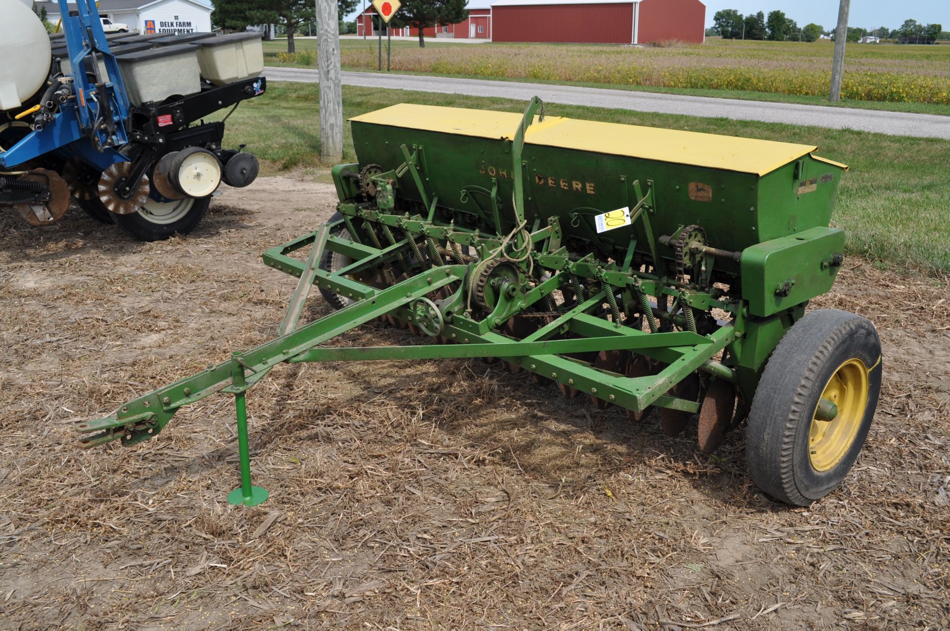 10’ John Deere FB drill w/ grass seed box, rope trip, SN 59042