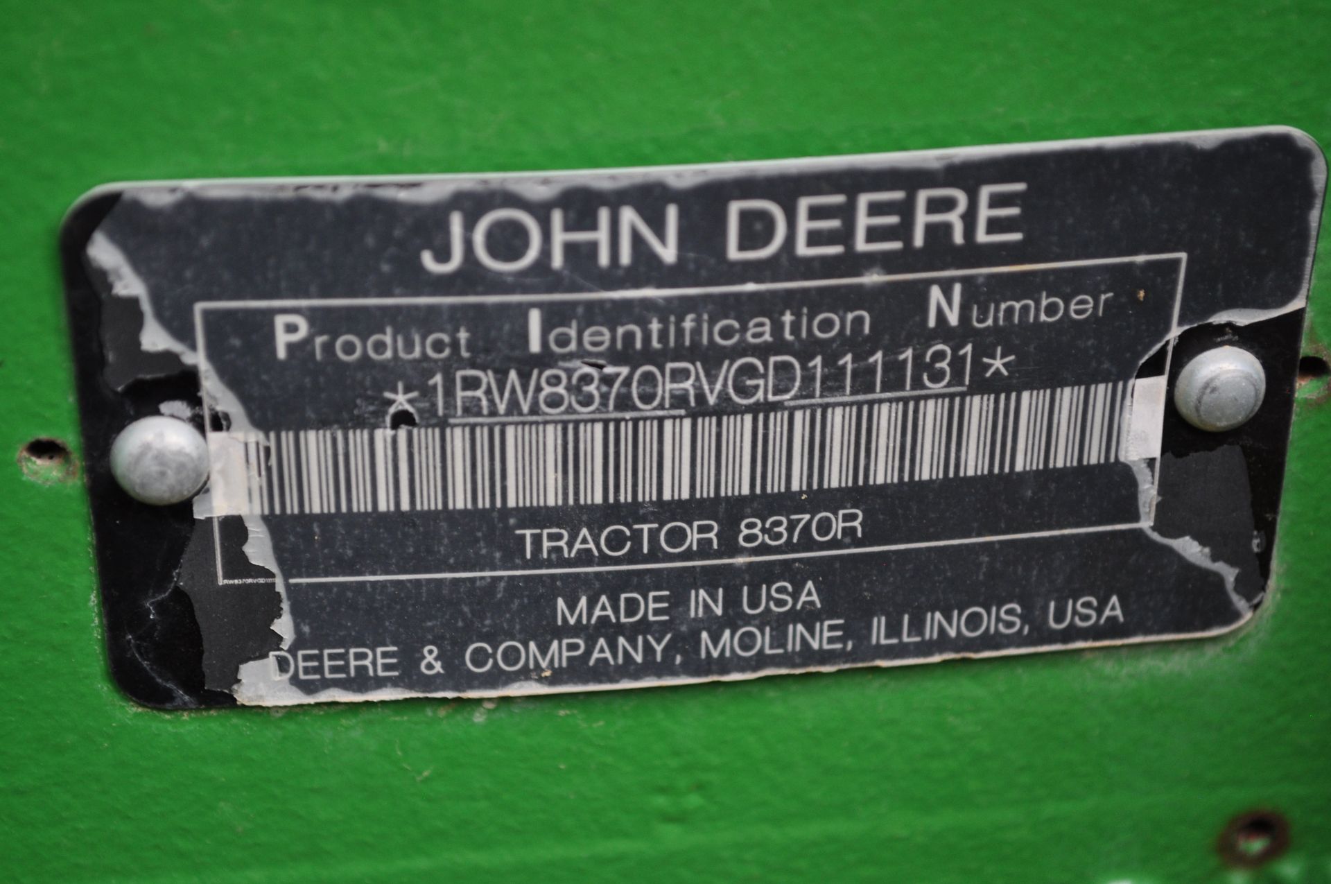 John Deere 8370R tractor, MFWD, Michelin Mach X Bib 620/70R46 rear duals, 600/70R30 front, IVT, ILS - Image 6 of 46
