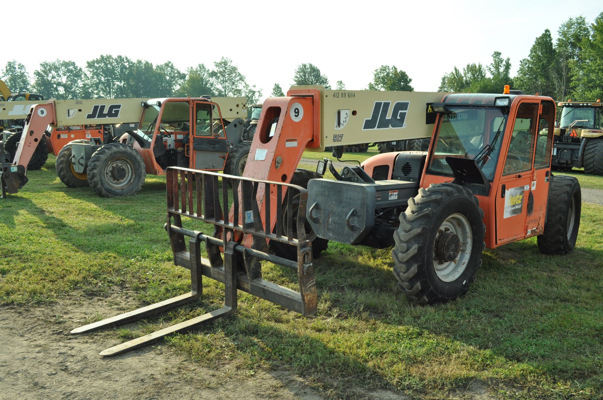 JLG G9-43A telehandler, 4x4, John Deere diesel, all wheel steer, 13.00-24 tires, cab, 6345 hrs