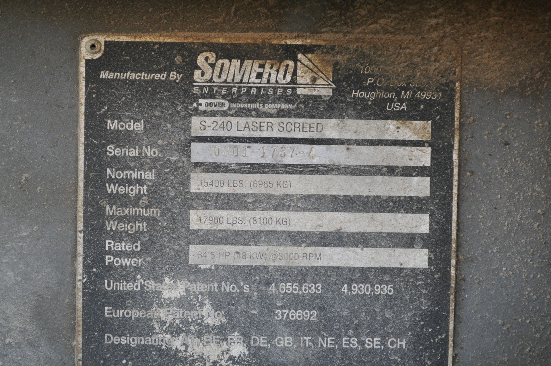 Somero S240 laser screed, 13’ screed, 38x20.00-16.1 tires, 8365 hrs, SN 89511962 - Image 13 of 75