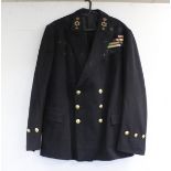 British Royal Navy dress uniform jacket having C F Bernard & Sons Ltd of Harwich Essex label "J R