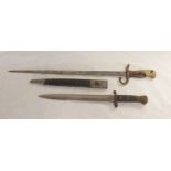 WWII British M1888 Mk1 type II rifle bayonet bearing Crows foot and Enfield inspection marks,