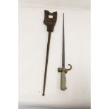 Four sided bayonet. French Mod 1886/93/16 with brass hilt and steel sheath.