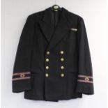 British Royal Navy dress uniform jacket having Paisleys Ltd of Glasgow label, brass naval buttons by