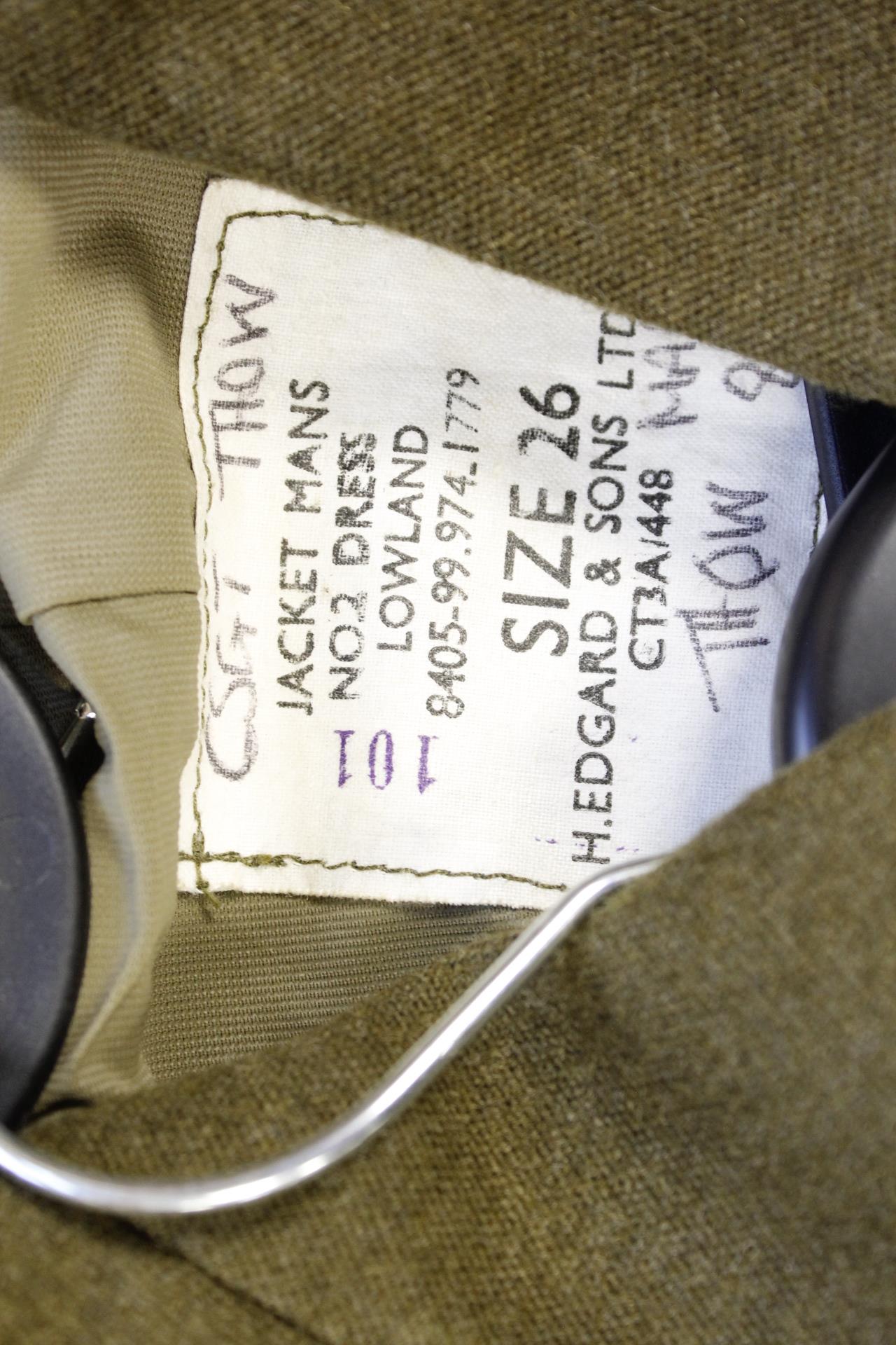 British Army dress uniform jacket having H Edgard & Sons Ltd label "CSGT Thow Mar 84", Gordon - Image 5 of 5