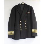 British Royal Navy dress uniform jacket having Sabre of London label, brass naval buttons by Stephen