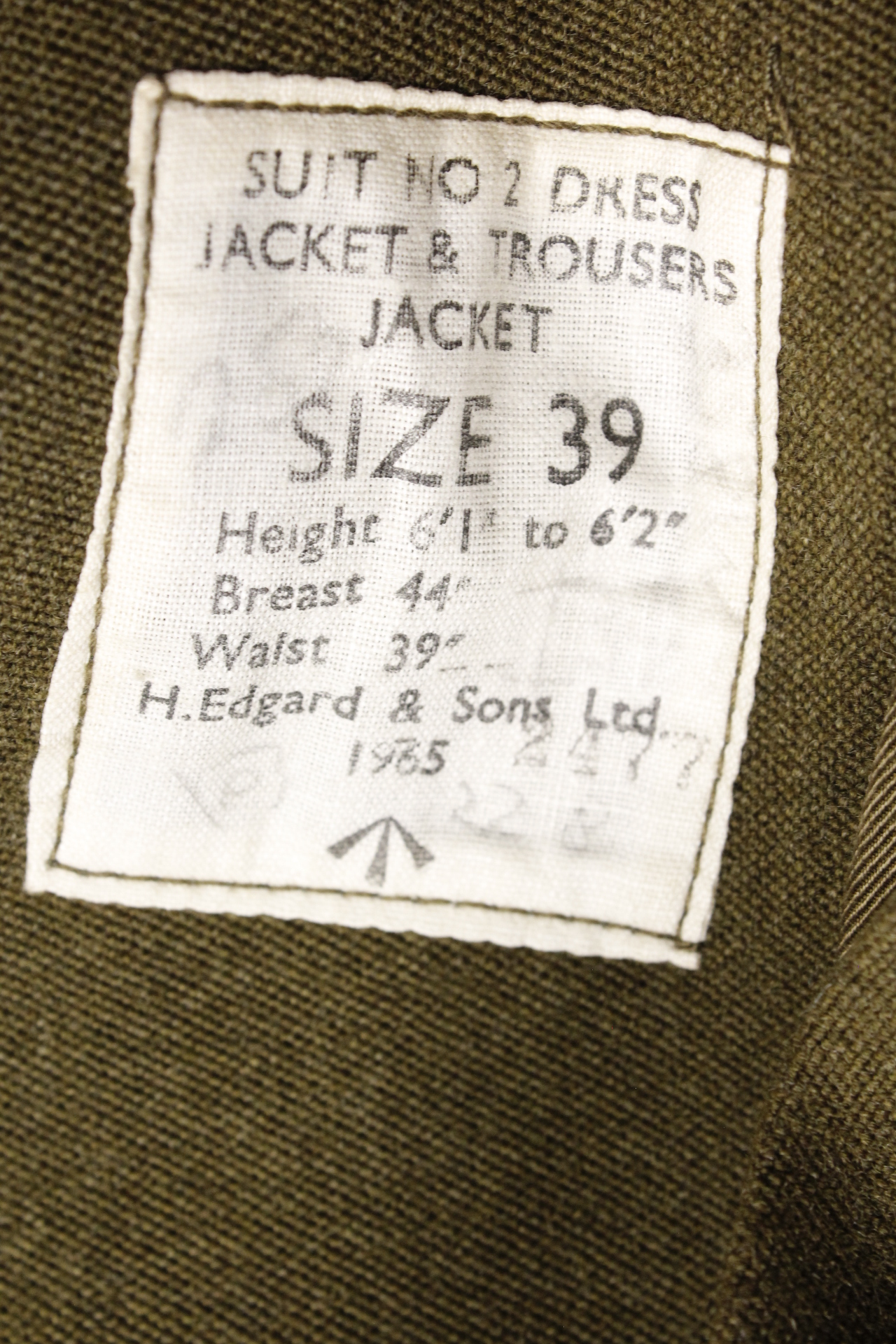 British Army dress uniform jacket having H Edgard & Sons Ltd label dated 1965, Royal Corps of - Image 5 of 5