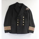 British Royal Navy dress uniform jacket having Monnerys of London label "1662 10/11/50 W W Simpson",