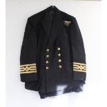 British Royal Navy dress uniform jacket having Miller, Rayner & Haysom label "Capt J W S Roberts