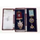 9ct gold and enamelled Harmony Masonic Lodge No63 Masonic medal inscribed verso "Presented to W