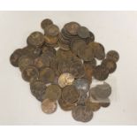 Bag of Victorian pennies and half pennies, mostly bun head.