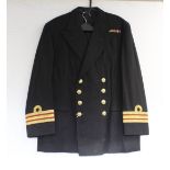 British Royal Navy dress uniform jacket having brass naval buttons by Gieves Ltd, bullion wire