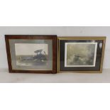 Framed photograph of a Bristol Scout airplane dated 1914 . Also a print by David Shephard of a