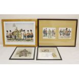 Four militaria prints, two depicting The Highland Light Infantry Regiment through the years.