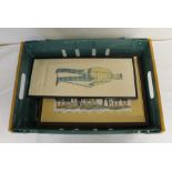 Box of modern militaria interest prints to include a print depicting the Highland Light Infantry