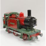 Large Meccano constructed model of a 0-6-0 steam train locomotive, 52cm long