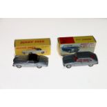 Two French Dinky Toys diecast model vehicles; 526 Mercedes 190SL hard-top car with silver body and