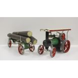 Mamod live steam TE1a Traction Engine with lumber wagon, unboxed