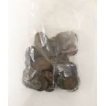 Bag of Georgian pennies, three pennies and tokens to include Cartwheel pennies, 1806 half pennies