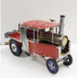 Large Meccano constructed model of Foden type steam lorry C.1927 with spirit fired live steam boiler