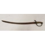 Antique early 19th century French Biquet infantry sabre with brass ridged handle and 27" blade.