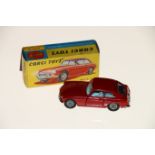 Corgi Toys diecast model vehicle 327 MGB GT with red body, light blue interior, spoked wheels and