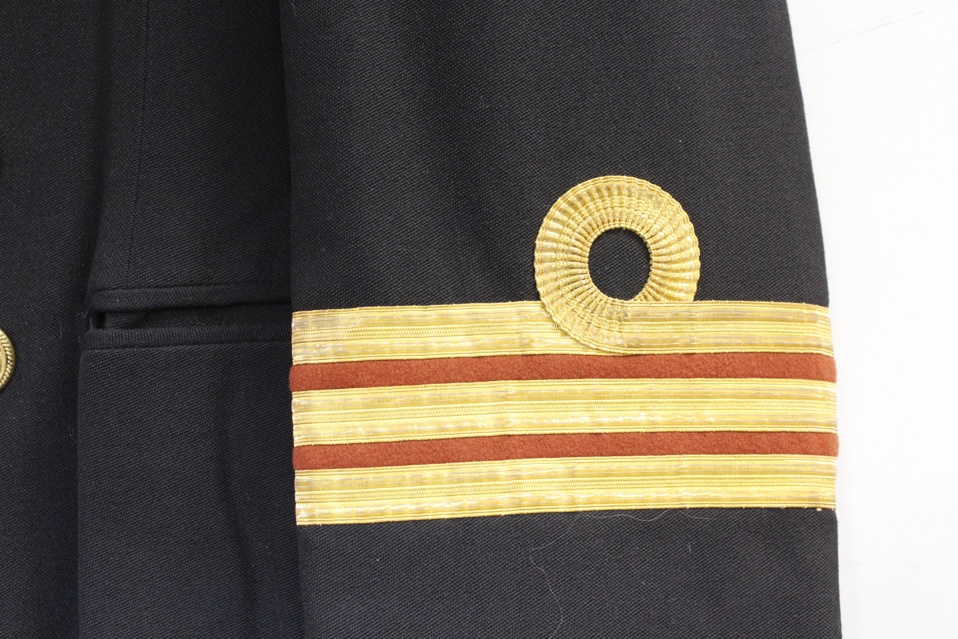 British Royal Navy dress uniform jacket having brass naval buttons by Gieves Ltd, bullion wire - Image 2 of 4