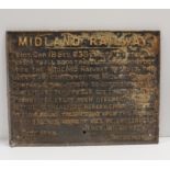 Railwayana interest, a cast metal wall sign for the Midland Railway warning against trespassing